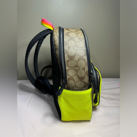 Neon Green Coach Backpack (Like New) - Picture 4 of 11